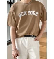 Erkek New York Baskılı Oversize Tshirt (Bej)