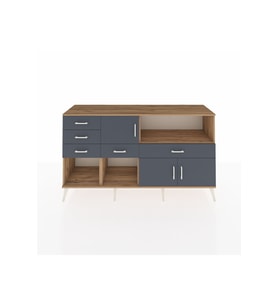 Kronos Konsol 2 Raflı 5 Çekmeceli 3 Kapaklı 176x59x99 Çam-Antrasit