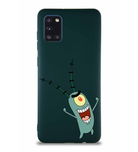 Samsung Galaxy A31 Soft Premier Kapak Plankton Tasarımlı Silikon Kılıf - Yeşil (Şeffaf)