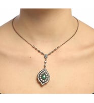 Aşina Gümüş - Badem Elmas Montür Zümrüt Gerdanlık Kolye Sevgiliye Hediye