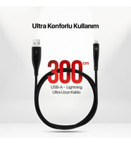 by ttec USB-A - iPhone Lightning 2A Şarj Kablosu 300cm-Siyah - 3DK37S
