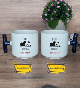 Sevimli Panda Kupa Bardak T Lacivert Kulplu Arkadaşa Hediye