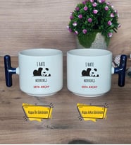 Sevimli Panda Kupa Bardak T Lacivert Kulplu Arkadaşa Hediye