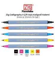 Zig Calligraphy II Çift Uçlu Kaligrafi Kalemi 2mm & 3.5mm 5li Set 1