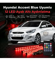 Hyunda Accent Blue Uyumlu  RGB Ayak Altı LED 12 Led Kumandalı Müzik Duyarlı Araç İçi Aydınlatma