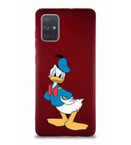 Samsung Galaxy A71 Soft Premier Kapak Donald Duck-D Tasarımlı Silikon Kılıf - Mürdüm (Şeffaf)