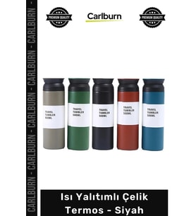 #Termos Isı Korumalı Vakumlu Sızdırmaz Paslanmaz Mat Kamp Ofis Spor Şık Çelik Termos Siyah