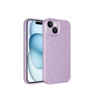 Apple iPhone 15 Uyumlu Kılıf Kamera Korumalı Simli Lüks Zore Koton Kapak (Lila)