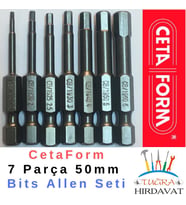 CetaForm 7 Adet x 5cm Takım Manyetik Bits Allen Alyan Matkap Ucu