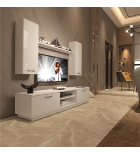 Decoraktiv Eko 5DB Mdf Dvd Tv Ünitesi Tv Sehpası - Parlak Beyaz (Beyaz)