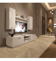 Decoraktiv Eko 5DB Mdf Dvd Tv Ünitesi Tv Sehpası - Parlak Beyaz (Beyaz)
