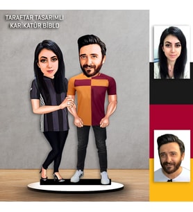Kişiye Özel Karikatür  Siyah Beyaz & Sarı Kırmızı Taraftar Tasarımlı Biblo B151