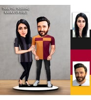 Kişiye Özel Karikatür  Siyah Beyaz & Sarı Kırmızı Taraftar Tasarımlı Biblo B151