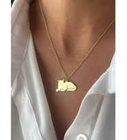 Kişiye Özel 925 Ayar Gümüş Şirin Kedi Figürlü Kolye (Gold)