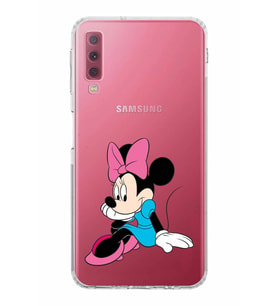 Samsung Galaxy A7 2018  Kamera Korumalı  Kapak Minnie Mouse Tasarımlı  Şeffaf Kılıf
