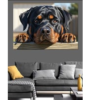 Büyük Köpek Rottweiler Portresi Dekoratif Kanvas - Mdf Ahşap Tablo