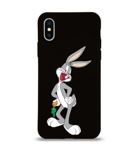 Apple iPhone XS Max  Lansman Kılıf Bugs Bunny Tasarımlı Altı Kapalı İçi Kadife Kaplı  Kapak (Şeffaf)