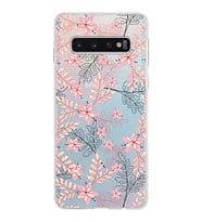 Samsung Galaxy S10 Kapak Floral Kırmızı Tasarımlı Şeffaf Silikon Kılıf