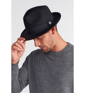 Erkek Siyah Keçe Trilby Fötr Şapka