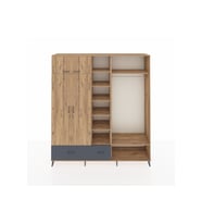 Hyperion Dolap 12 Raflı 2 Çekmeceli 2 Askılı 220x44x243 Çam-Çam/Antrasit