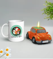 Yılbaşı Hediyesi BK Gift Kişiye Özel Yeni Yıl Tasarımlı Beyaz Kupa Bardak ve Plakalı Nostaljik Vosvos Mum Hediye Seti-3, Sevgiliye, Arkadaşa Hediye
