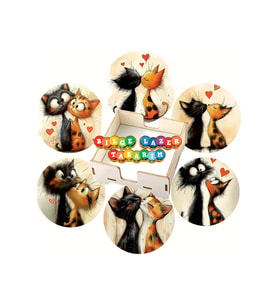 BİLGE tasarım Ahşap Bardak Altlığı - 6 lı set Set AHŞAP ÖZEL TASARIM KUTULU