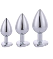 Kalp Desenli 3 Farklı Boyutta Metal Taşlı  Plug Seti