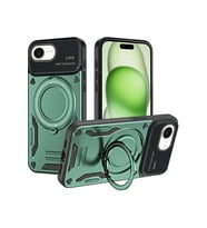 iPhone 16E Kılıf Joy Lens Standlı Kapak - Koyu Yeşil