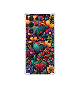 PrintiFy Samsung Galaxy S22 Ultra ile Uyumlu Düşlerin Dansı Serisi Çiçeklerin Dansı Tasarımlı Uv Baskılı Köşe Korumalı Antişok Kılıf