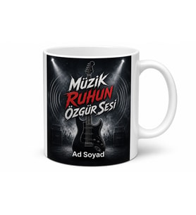 Rock Konser Elektro Gitar Solo Siyah Tişört Temalı Baskılı Porselen Kupa Hediye Bardak