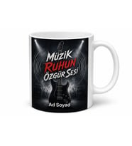 Rock Konser Elektro Gitar Solo Siyah Tişört Temalı Baskılı Porselen Kupa Hediye Bardak