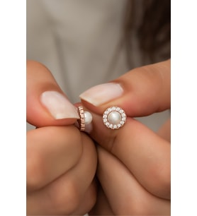 925 Ayar Gümüş Rose Tektaş İnci Küpe