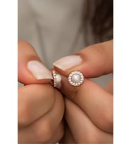 925 Ayar Gümüş Rose Tektaş İnci Küpe