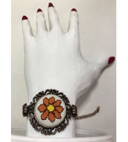 Kanaviçe İşleme Bileklik (Açık Turuncu)
