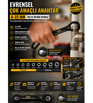 Çok Fonksiyonlu Anahtar 6 22 mm Krom Vanadyum Çelik Dayanıklı ve Taşınabilir