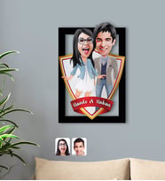 BK Gift Kişiye Özel İsimli Sevgililer Karikatürlü 3D Ahşap Tablo-81