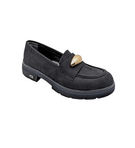 Seraphiel  Kadın Hakiki Deri Topuklu Loafer - ÇİĞDEM KUNDURA - Seraphiel - SİYAH-RUGAN - 39