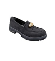 Seraphiel  Kadın Hakiki Deri Topuklu Loafer - ÇİĞDEM KUNDURA - Seraphiel - SİYAH-RUGAN - 39
