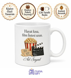 Film Eleştirmeni Sinefil Patlamış Mısır Gişe Rekoru Baskılı Porselen Kupa Hediye Bardak