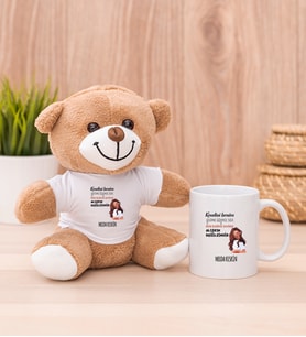 Kişiye Özel Alışıkın Değilsindir Tasarım Esprili Peluş Ayı ve Beyaz Kupa