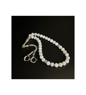 Kalsedon 8mm 33lük Doğal Taş Tesbih (Mavi)