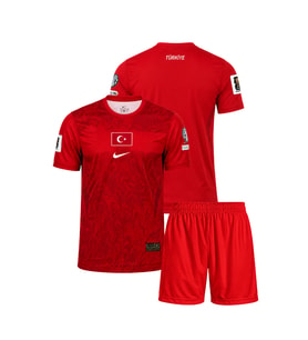 Türkiye 2026 Dünya Kupası Milli Takım Kırmızı 3'lü Çocuk Futbol Forma Seti ( Forma,şort ve çorap )