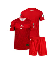 Türkiye 2026 Dünya Kupası Milli Takım Kırmızı 3'lü Çocuk Futbol Forma Seti ( Forma,şort ve çorap )