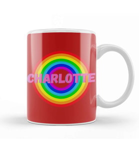 Charlotte  Name personalized Custom   vintage Retro Rainbow Style Design Gift Baby Gift For Her Kupa Bardak Porselen