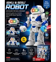 Işıklı Sesli Robot Oyuncak Hareketli LED Gözlü Pilli Akıllı Robot 3+ Yaş Eğitici Oyuncak
