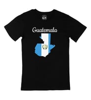 Guatemala Haritalı ve Bayraklı Siyah Tişört