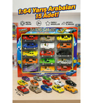 15'li Metal Model Araba Seti 1:64 Ölçek Die-Cast Yarış Arabaları - 7 cm