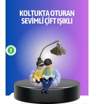Kitap Okuyan Çift Figürlü Gece Lambası Romantik Dekoratif Masa Lambası
