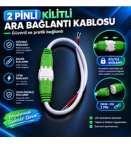 10 adet 2Li Dişi Erkek Geçmeli Takım Kilitli Yeşil Soketli Kablo