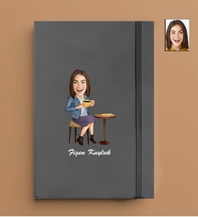 Kişiye Özel Öğretmen Kadın Model 13x21 Gri Defter-16